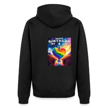 COEUR NAISSANCE HEUREUSEGAY MA FILLE - Veste à capuche bio Premium Unisexe - noir - Dos - Nico (187cm)