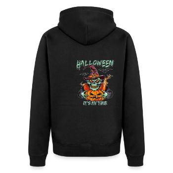 HALLOWEEN IT'S MY TIME - Unisex Premium Organic Zip Hoodie - black - Back - Nico (187cm)