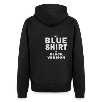 MA CHEMISE BLEUE EN VERSION NOIRE - Veste à capuche bio Premium Unisexe - noir - Dos - Nico (187cm)