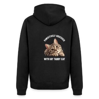Tabby Kitten Tabby Cat - Unisex Premium Organic Zip Hoodie - black - Back - Nico (187cm)