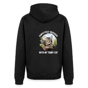 Tabby Kitten Tabby Cat - Unisex Premium Organic Zip Hoodie - black - Back - Nico (187cm)