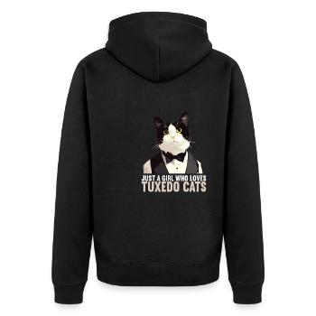 Tuxedo Kätzchen Tuxedo Katze - Unisex Premium Bio Zip Hoodie - Schwarz - Hinten - Nico (187cm)