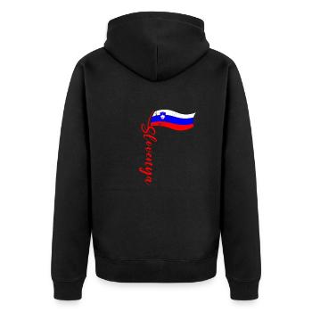 Slovenija Herkunft Slowenische Flagge Balkan - Unisex Premium Bio Zip Hoodie - Schwarz - Hinten - Nico (187cm)