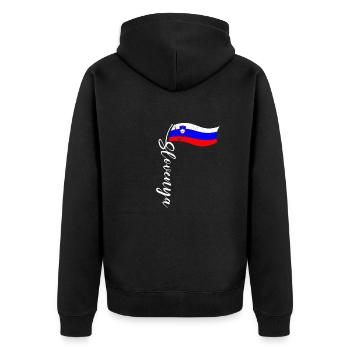 Slovenija Herkunft Slowenische Flagge Balkan - Unisex Premium Bio Zip Hoodie - Schwarz - Hinten - Nico (187cm)