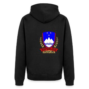 Slowenien Balkan National Herkunft Urlaub - Unisex Premium Bio Zip Hoodie - Schwarz - Hinten - Nico (187cm)