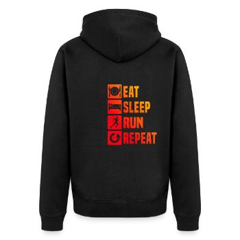 Laufen Cross Country Running Rennen Running - Unisex Premium Bio Zip Hoodie - Schwarz - Hinten - Nico (187cm)