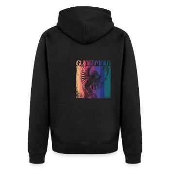 Paradiesvogel Quetazal Antigua Tropisch Guate - Unisex Premium Bio Zip Hoodie - Schwarz - Hinten - Nico (187cm)