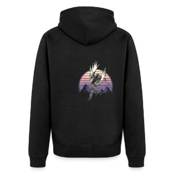 Quetzal Vogel National Symbol Guatemala Guata - Unisex Premium Bio Zip Hoodie - Schwarz - Hinten - Nico (187cm)