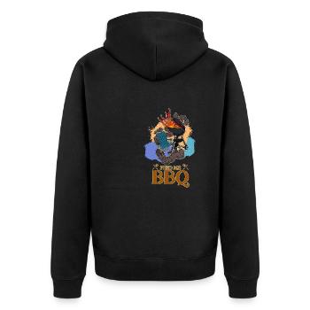 BBQ Grillen Smoker Fleisch Koch Vater Sommer - Unisex Premium Bio Zip Hoodie - Schwarz - Hinten - Nico (187cm)