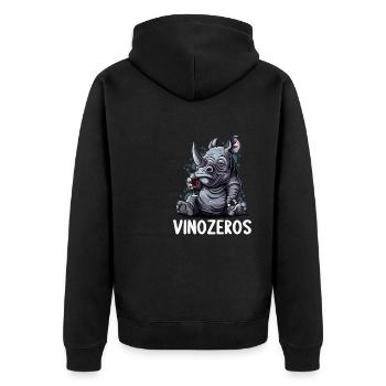Vinozeros Weinkenner Weintrinker Weinliebhaber - Unisex Premium Bio Zip Hoodie - Schwarz - Hinten - Nico (187cm)