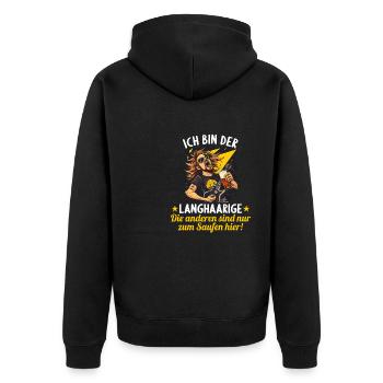 the long-haired man marries bachelor party bachelor party - Unisex Premium Organic Zip Hoodie - black - Back - Nico (187cm)