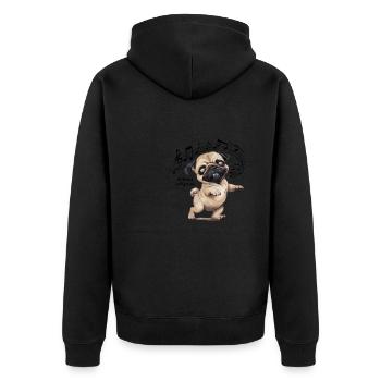 Lass die Musik deine Seele Tanzender Mops - Unisex Premium Bio Zip Hoodie - Schwarz - Hinten - Nico (187cm)