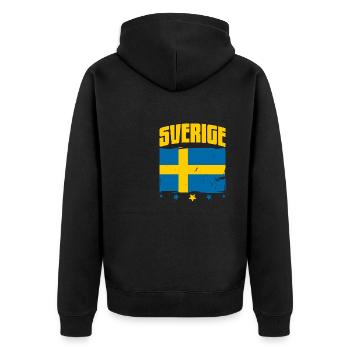 Schweden Skandinavien Sverige Urlaub Volk - Unisex Premium Bio Zip Hoodie - Schwarz - Hinten - Nico (187cm)