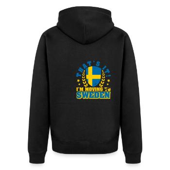 Schweden Landesfarben Sverige Flagge Urlaub - Unisex Premium Bio Zip Hoodie - Schwarz - Hinten - Nico (187cm)