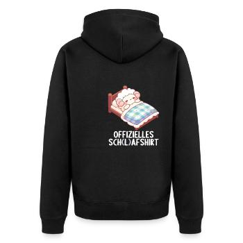 Offizielles Schafshirt Offizielles Schlafshirt - Unisex Premium Bio Zip Hoodie - Schwarz - Hinten - Nico (187cm)