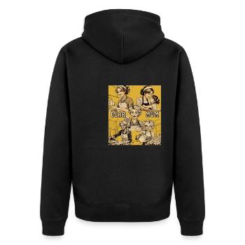 FRAU HAUSARBEIT DEAR MUM - Unisex Premium Bio Zip Hoodie - Schwarz - Hinten - Nico (187cm)