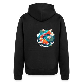 Vintage 80s Rétro Japonais Asiatique Koi Carpe - Veste à capuche bio Premium Unisexe - noir - Dos - Nico (187cm)