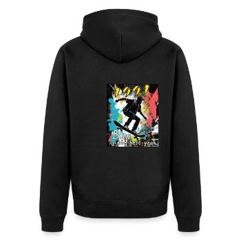 1991 SKAETER Born in the best year - Unisex Premium Bio Zip Hoodie - Schwarz - Hinten - Nico (187cm)