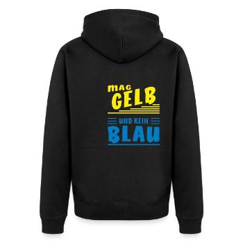 LIKES YELLOW AND NOT BLUE - Unisex Premium Organic Zip Hoodie - black - Back - Nico (187cm)