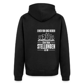 Schachmeister Schachfiguren Schachspieler - Unisex Premium Bio Zip Hoodie - Schwarz - Hinten - Nico (187cm)