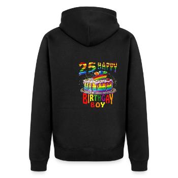 TORTE 25 HAPPY BIRTHGAY BOY - Unisex Premium Organic Zip Hoodie - black - Back - Nico (187cm)