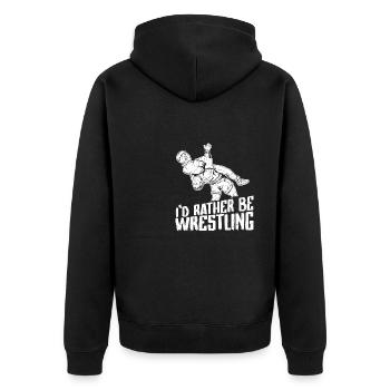Freistilringen Wrestler Wrestling Ringen Suplex - Unisex Premium Bio Zip Hoodie - Schwarz - Hinten - Nico (187cm)