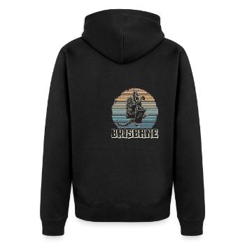 Australien Reise Urlaub Känguru Symbol Urlaub - Unisex Premium Bio Zip Hoodie - Schwarz - Hinten - Nico (187cm)
