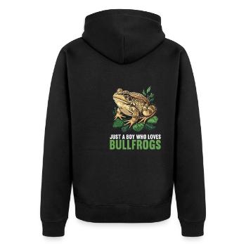 Bullfrogs Bullfrog - Unisex Premium Organic Zip Hoodie - black - Back - Nico (187cm)
