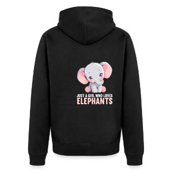 Elefanten Elefant - Unisex Premium Bio Zip Hoodie - Schwarz - Hinten - Nico (187cm)