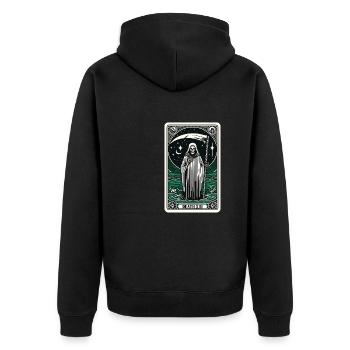Tarotkarte Tod XIII, Tarot Karte Sensenmann - Unisex Premium Bio Zip Hoodie - Schwarz - Hinten - Nico (187cm)