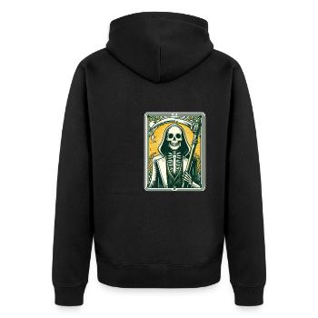 Tarotkarte Tod XIII, Tarot Karte Sensenmann - Unisex Premium Bio Zip Hoodie - Schwarz - Hinten - Nico (187cm)