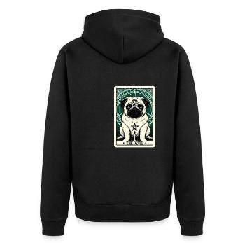 Tarot Card The Devil XV, Tarot Card Pug Dog - Unisex Premium Organic Zip Hoodie - black - Back - Nico (187cm)