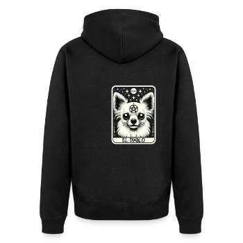 Tarot Card The Devil XV, Tarot Card Chihuahua - Unisex Premium Organic Zip Hoodie - black - Back - Nico (187cm)