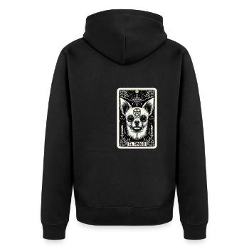 Tarot Card The Devil XV, Tarot Card Chihuahua - Unisex Premium Organic Zip Hoodie - black - Back - Nico (187cm)