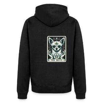 Tarot Card The Devil XV, Tarot Card Chihuahua - Unisex Premium Organic Zip Hoodie - black - Back - Nico (187cm)