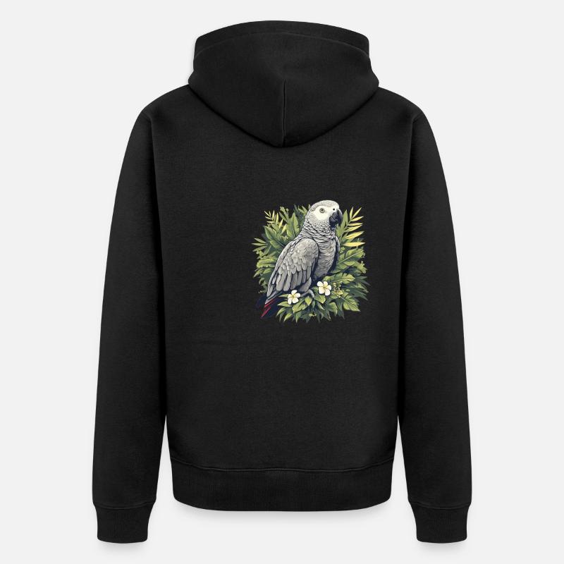 Perroquets gris d’Afrique - Veste à capuche bio Premium Unisexe - noir