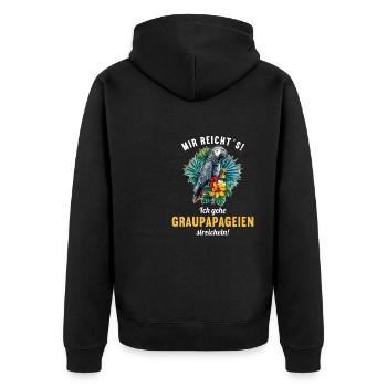 Graupapageien Graupapagei - Unisex Premium Bio Zip Hoodie - Schwarz - Hinten - Nico (187cm)