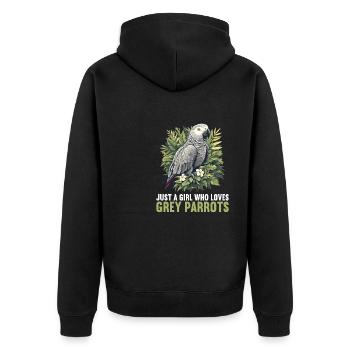 Graupapageien Graupapagei - Unisex Premium Bio Zip Hoodie - Schwarz - Hinten - Nico (187cm)