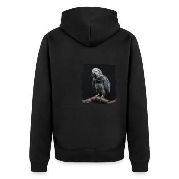 Graupapageien Graupapagei - Unisex Premium Bio Zip Hoodie - Schwarz - Hinten - Nico (187cm)