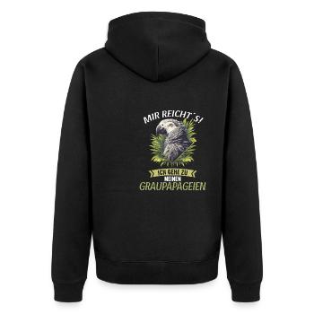 Graupapageien Graupapagei - Unisex Premium Bio Zip Hoodie - Schwarz - Hinten - Nico (187cm)