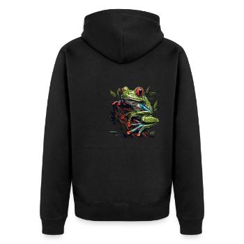 Tree Frog Baumfrösche Baumfrosch - Unisex Premium Bio Zip Hoodie - Schwarz - Hinten - Nico (187cm)
