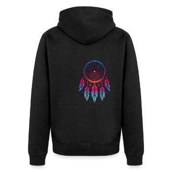 Native American Native Dreamcatcher - Unisex Premium Organic Zip Hoodie - black - Back - Nico (187cm)