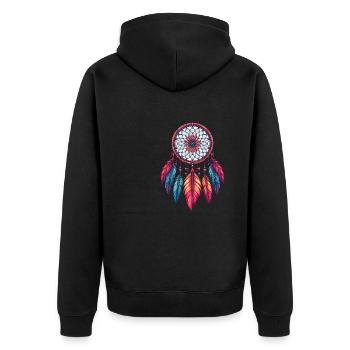 Native American Native Dreamcatcher - Unisex Premium Organic Zip Hoodie - black - Back - Nico (187cm)