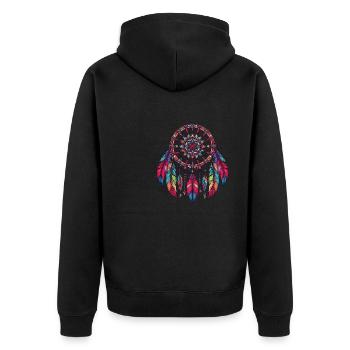 Native American Native Dreamcatcher - Unisex Premium Organic Zip Hoodie - black - Back - Nico (187cm)
