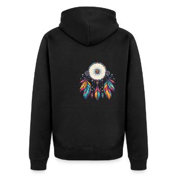 Native American Native Dreamcatcher - Unisex Premium Organic Zip Hoodie - black - Back - Nico (187cm)