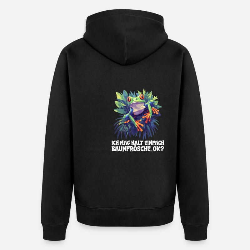 Tree Frog Baumfrösche Baumfrosch - Unisex Premium Bio Zip Hoodie - Schwarz