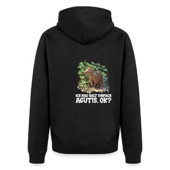 Agouti Agutis Aguti - Unisex Premium Bio Zip Hoodie - Schwarz - Hinten - Nico (187cm)