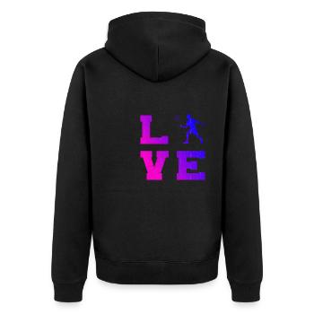 Squash Badminton Players Badminton Men Women - Unisex Premium Organic Zip Hoodie - black - Back - Nico (187cm)