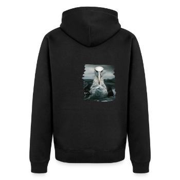 Albatross Albatrosse Albatros - Unisex Premium Bio Zip Hoodie - Schwarz - Hinten - Nico (187cm)