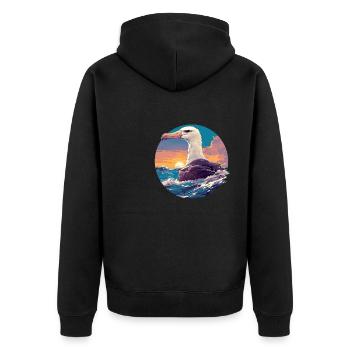 Albatross Albatrosse Albatros - Unisex Premium Bio Zip Hoodie - Schwarz - Hinten - Nico (187cm)